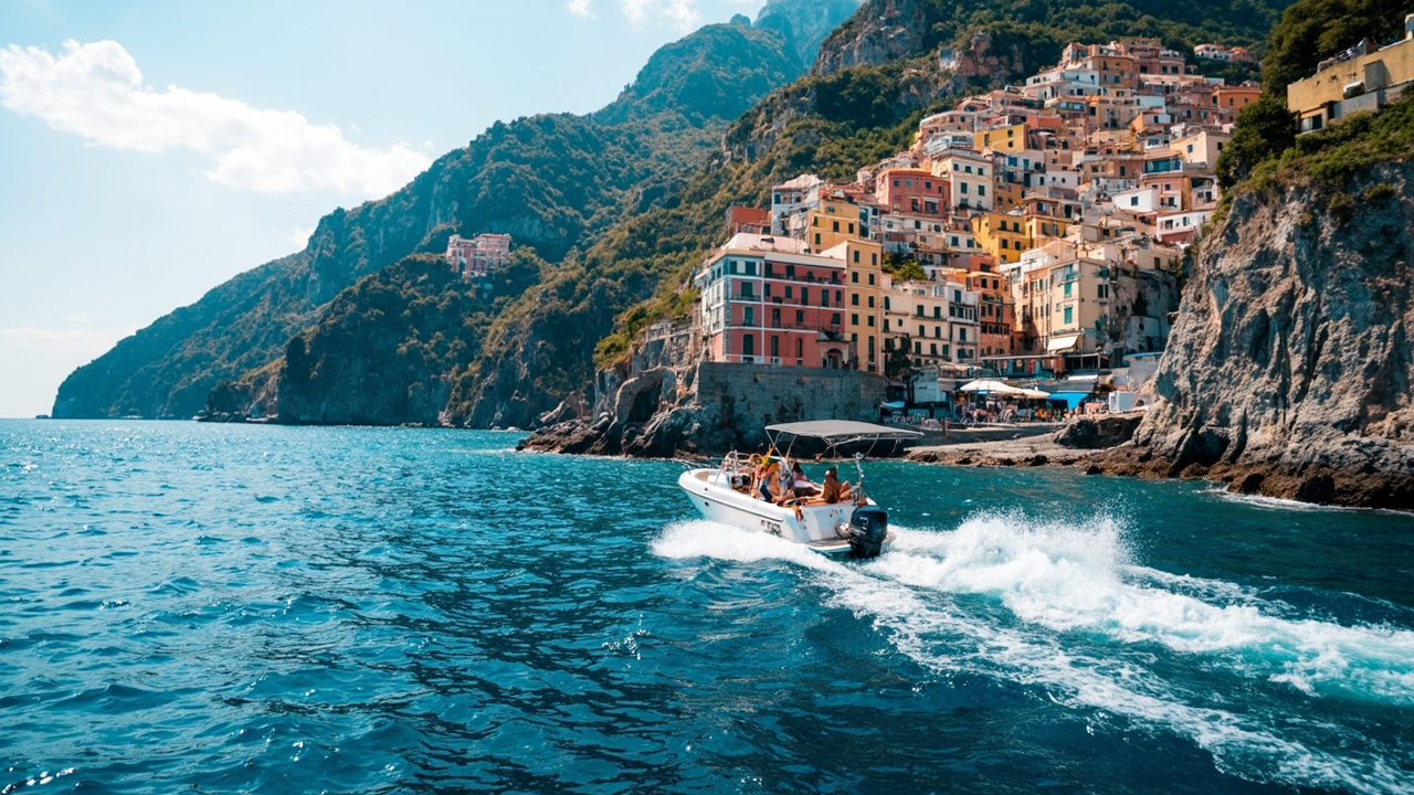 Amalfi Coast boat day trip from Rome with swimming stop